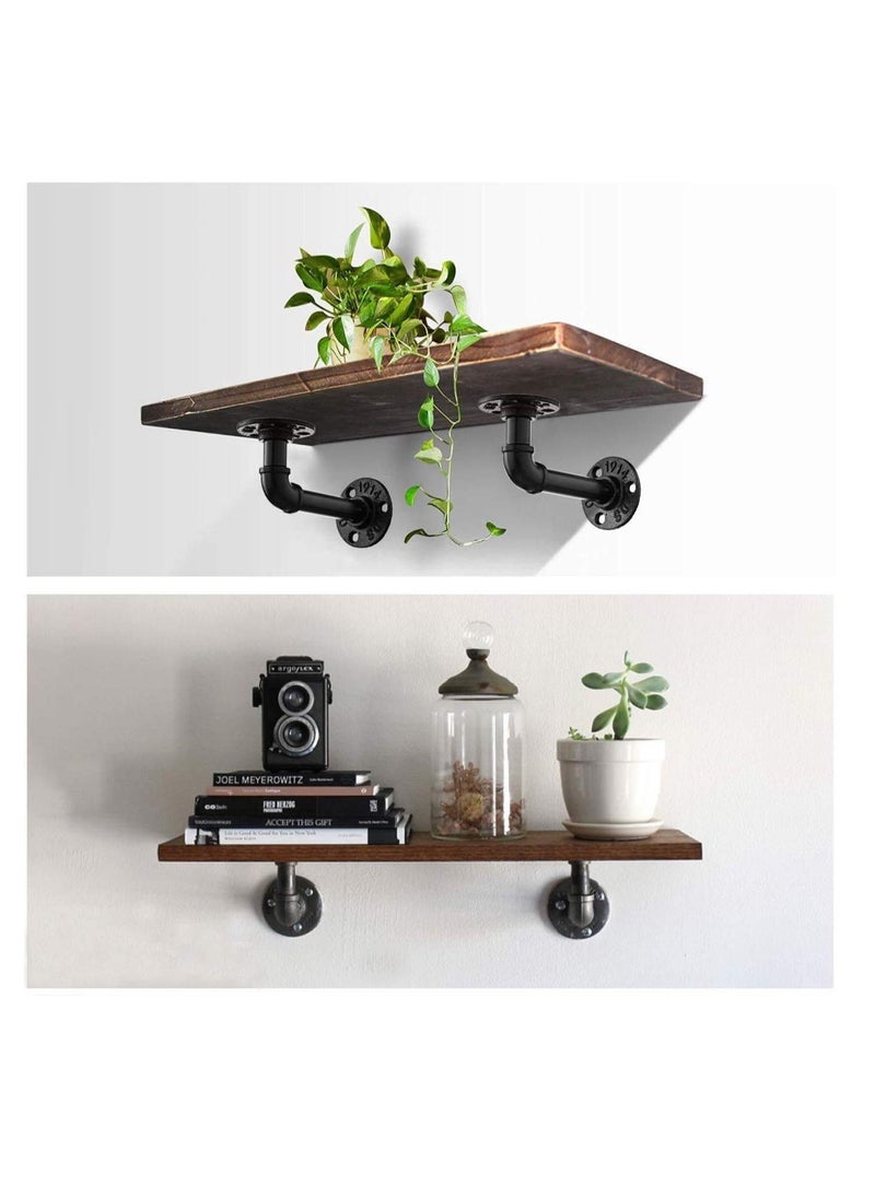 SYOSI - Industrial Pipe Shelf Brackets, 2Pcs Industrial Pipe Floating Shelf Brackets Scaffold Board Shelf Brackets Pipe Floating Shelf Brackets for Bookshelf Scaffolding Board (15 X 8 cm) - Image 1