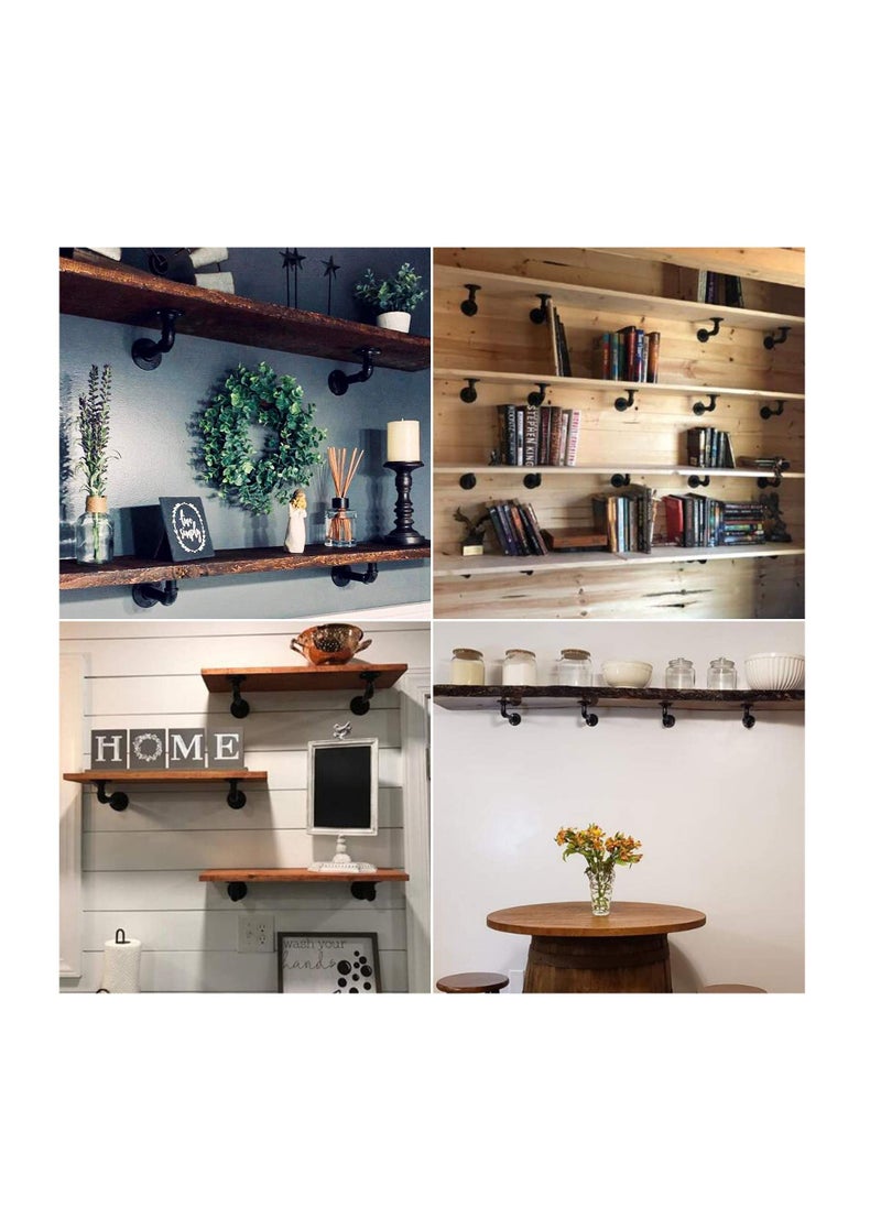 SYOSI - Industrial Pipe Shelf Brackets, 2Pcs Industrial Pipe Floating Shelf Brackets Scaffold Board Shelf Brackets Pipe Floating Shelf Brackets for Bookshelf Scaffolding Board (15 X 8 cm) - Image 1