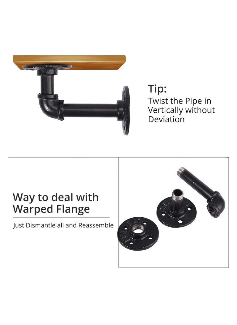 SYOSI - Industrial Pipe Shelf Brackets, 2Pcs Industrial Pipe Floating Shelf Brackets Scaffold Board Shelf Brackets Pipe Floating Shelf Brackets for Bookshelf Scaffolding Board (15 X 8 cm) - Image 1