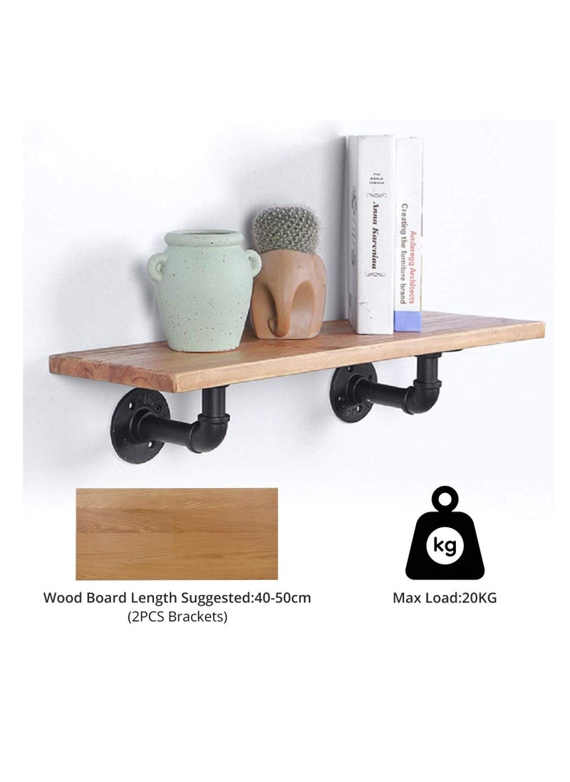 SYOSI - Industrial Pipe Shelf Brackets, 2Pcs Industrial Pipe Floating Shelf Brackets Scaffold Board Shelf Brackets Pipe Floating Shelf Brackets for Bookshelf Scaffolding Board (15 X 8 cm) - Image 1