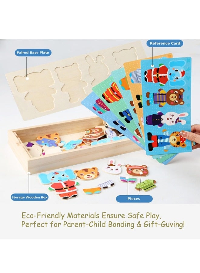 ShebSheb Wooden Jigsaw Bear Family Puzzle Box, Dressing Puzzles Toys, Dress-up Puzzle Set（72 pcs） (Mixed) - Image 5