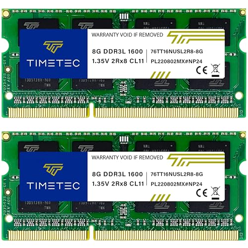 Timetec Premium 16GB KIT2x8GB DDR3LDDR3 1600MHzDDR3L1600 PC3L12800 NonECC Unbuffered 135V15V CL11 2Rx8 Dual Rank 204 Pin SODIMM Laptop Notebook RAM - Image 1