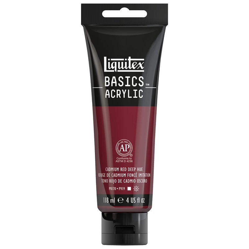 Liquitex BASICS Acrylic Paint, 118ml (4-oz) Tube, Cadmium Red Deep Hue - Image 1