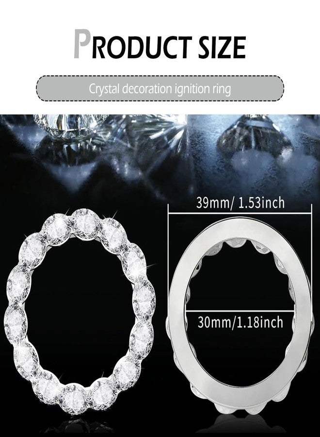 Bawkars Car Bling Push Start Button Cover, Crystal Rhinestone Engine Start Stop Ring Decals for Women, Shiny Key Ignition Switch Button Accessories, Universal for Most Cars (White) - Image 2
