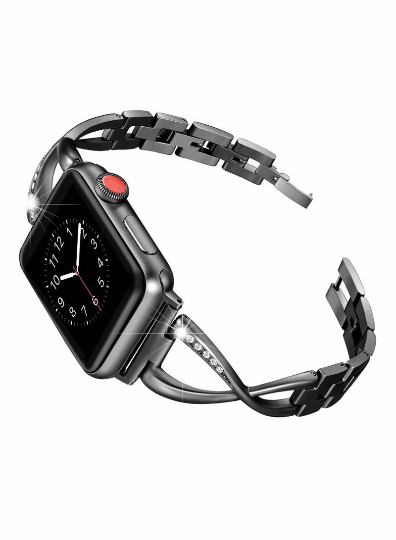 SYOSI Stainless Steel Metal Diamond X-shape Bracelet Watch Band for Apple Watch 4 Iwatch SE Series, Adjustable Replacement Strap Wristband Jewelry Accessory - Image 1