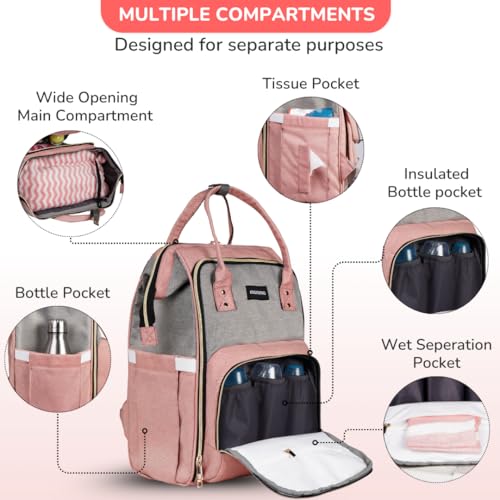 MAMMA Dual Partition Diaper Bag For Mothers for Travel, Baby Bag for Mother Travel,16 Pockets Diaper Bags for Mom and Hospital Bag for Delivery Women,Unisex Baby diaper Bag with 9 Month Warranty - Image 3