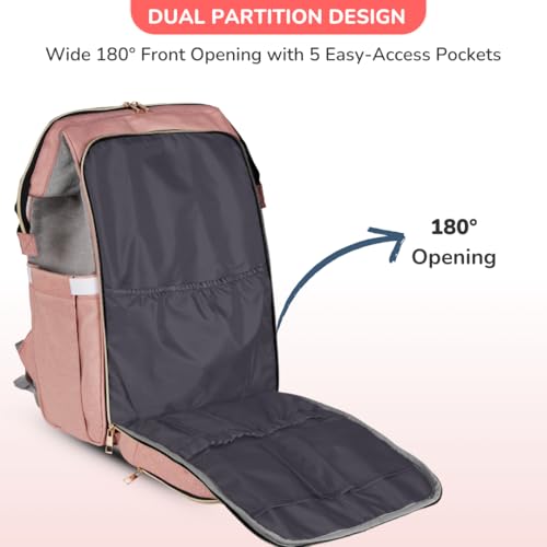 MAMMA Dual Partition Diaper Bag For Mothers for Travel, Baby Bag for Mother Travel,16 Pockets Diaper Bags for Mom and Hospital Bag for Delivery Women,Unisex Baby diaper Bag with 9 Month Warranty - Image 2