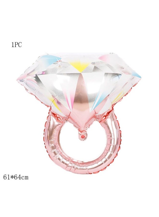 روعة مجموعة بالونات رقائقية على شكل خاتم ألماس، 5 قطع من مستلزمات حفل الزفاف للعروس لحفل الزفاف العروس لحفل الخطوبة زينة الزفاف - Image 4
