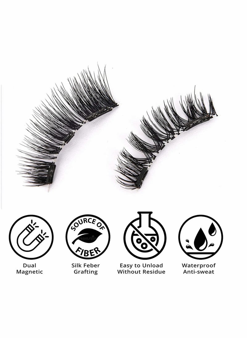 Excefore Dual Magnetic Eyelashes Kit, Glue-free Magnetic Eyelash Clip Without Eyeliner Needed Light Weight & Easy to Wear, 3D Reusable Eyelashes (2 Pairs) - Image 3