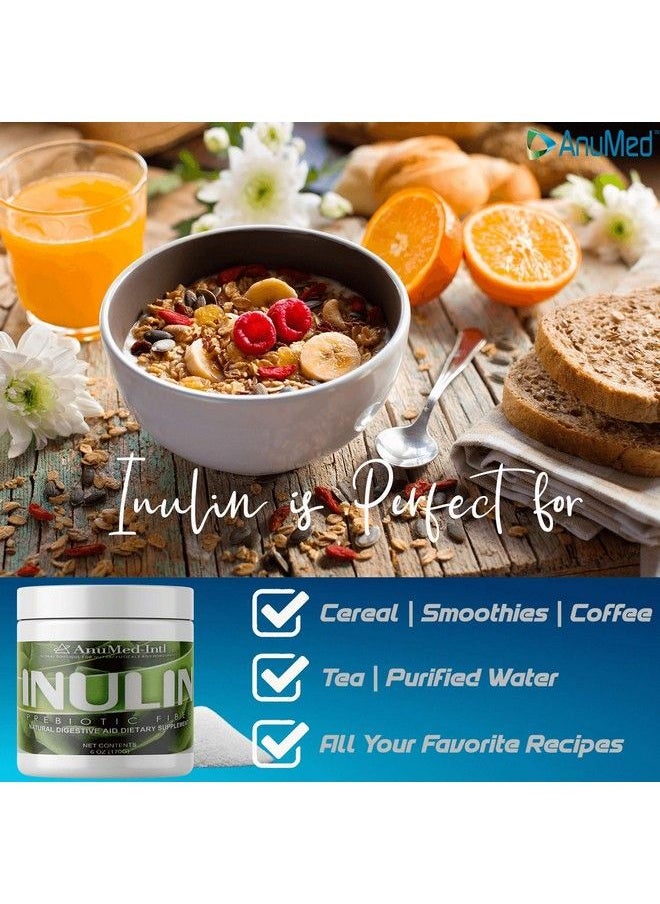 AnuMed International - Anumed Inulin Prebiotic Fiber Premier Booster Powder. Superior For Healthy Digestive Leaky Gut Ease Gas Support Essential Probiotics Supplement Gluten & Sugarfree Nongmo Keto Friendly (6Oz) - Image 1