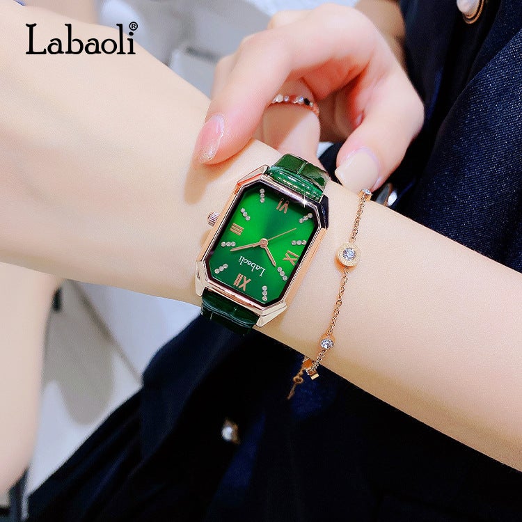 لاباولي ساعة كوارتز نسائية من لاباولي بحزام جلدي - Image 3