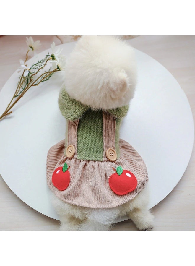 Sweet Cathy Pet Cat Dog Dress Apparel Clothes Apple Strap Skirt Cute Clothing Costume - Image 4