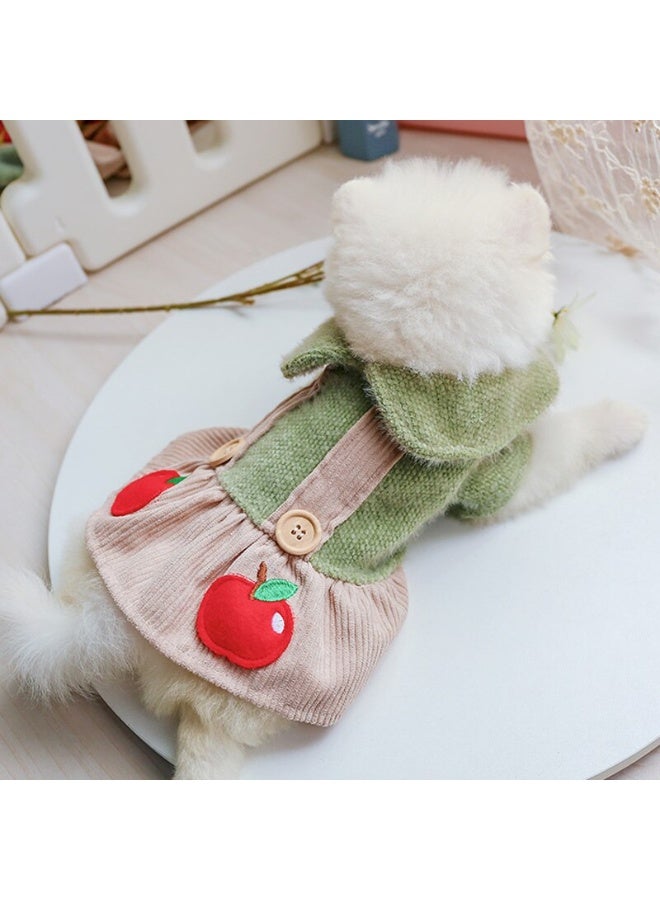 Sweet Cathy Pet Cat Dog Dress Apparel Clothes Apple Strap Skirt Cute Clothing Costume - Image 3