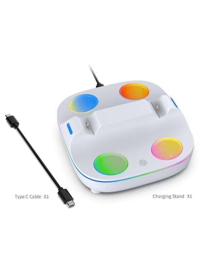 دوبي قاعدة شحن مزدوجة لوحدات تحكم PS5 DualSense من DOBE TP5-35115 مع تأثيرات إضاءة RGB، أبيض - Image 3