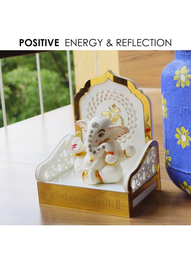 SOLOBOLO Ganesh Idol for Car Dashboard with Small Temple for Car Dashboard,Ganesh Idol for Office Desk,Ganesha Idol for Gift,Gift for Housewarming Ceremony (Singhasan with Ganesh Idol) - Image 2