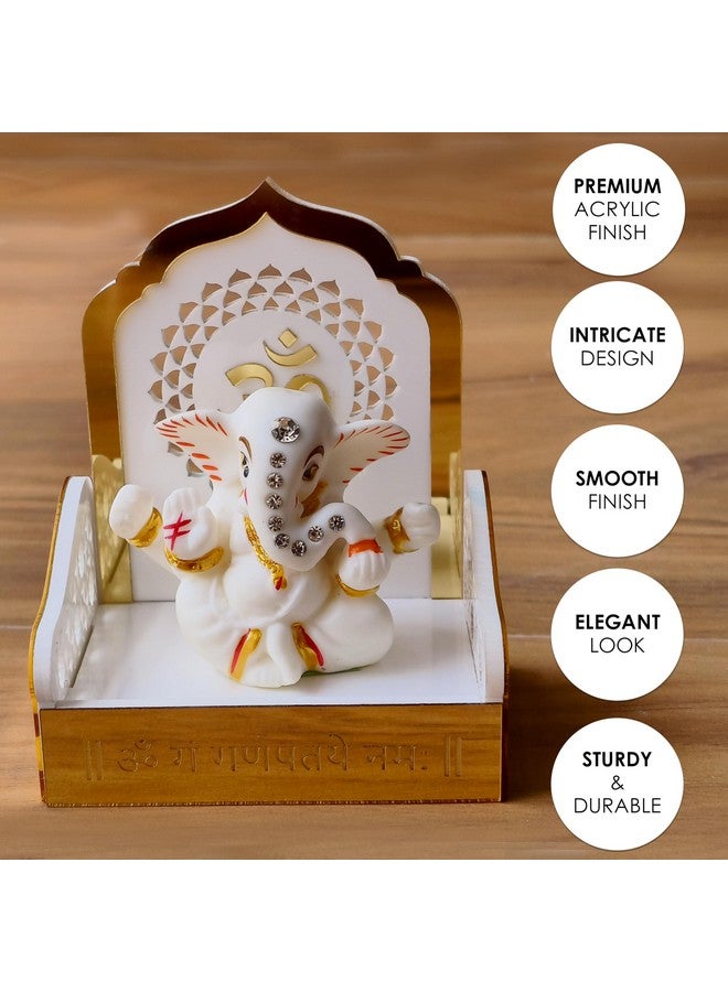 SOLOBOLO Ganesh Idol for Car Dashboard with Small Temple for Car Dashboard,Ganesh Idol for Office Desk,Ganesha Idol for Gift,Gift for Housewarming Ceremony (Singhasan with Ganesh Idol) - Image 5