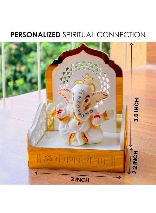 SOLOBOLO Ganesh Idol for Car Dashboard with Small Temple for Car Dashboard,Ganesh Idol for Office Desk,Ganesha Idol for Gift,Gift for Housewarming Ceremony (Singhasan with Ganesh Idol) - Image 3