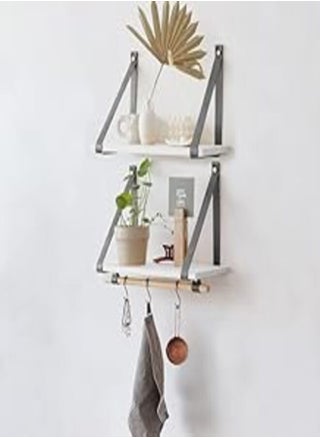 PU Gray Leather Strap Wall Floating Shelves 80X20 White - pzsku/Z1E9CBADB5DDCEB6A5D6CZ/45/_/1724096679/7809f5f3-5298-41c4-8996-27e68267c29f