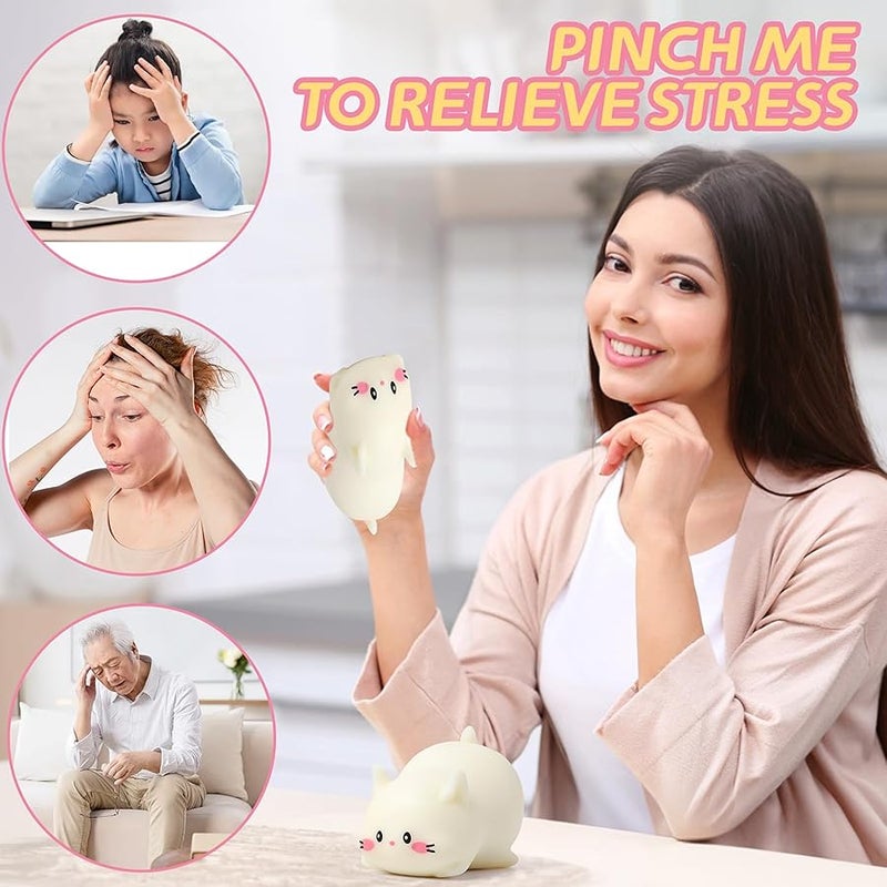 AiSiXin Cat Stress Balls, Cute Cat Squishy Toys for Kids and Adults, Stress Relief Sensory Toys (White), Fidget Toys Squishy Suitable Boys Girls, Animal Dough Squishies Squeeze Toys, Party Favors for Kids - Image 4