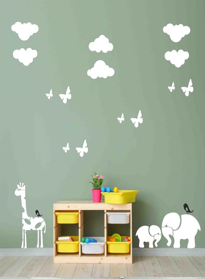 ARandNJ مجموعة ARandNJ - تصميم الفيلة (16×24 بوصة)، تصميم الزرافة (12×18 بوصة)، تصميم الغيوم (12×18 بوصة) وتصميم الفراشات مع العصافير (12×12 بوصة) مثالية لغرف الأطفال ورياض الأطفال (عبوة من 5 قطع) - Image 5