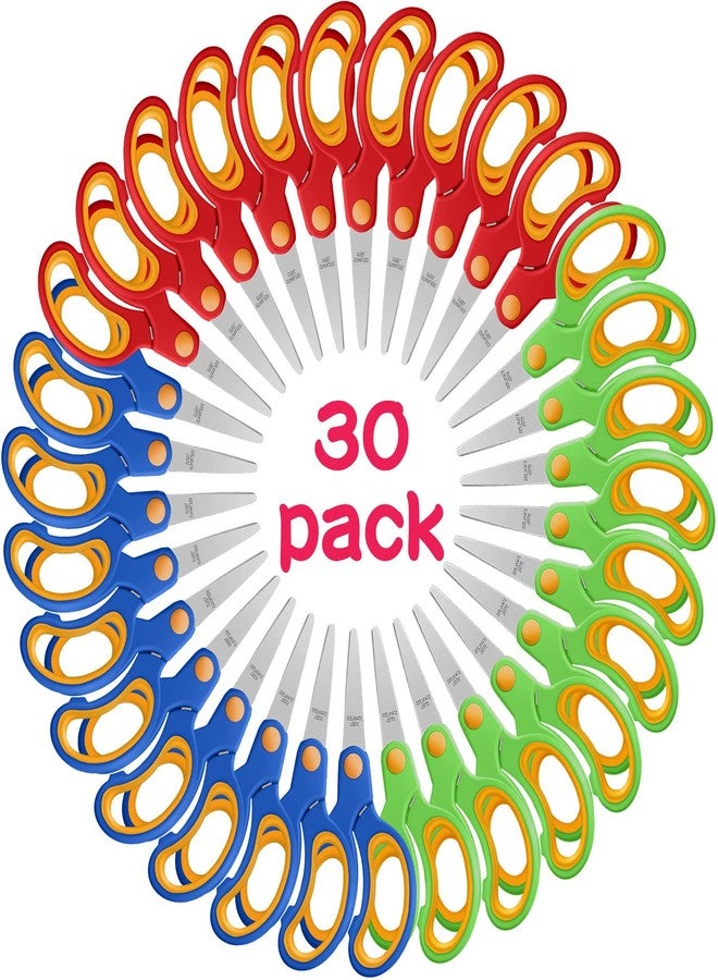 Zhehao 30 Pack 5.1 Inch Multipurpose Scissors, Soft Comfort Grip Handles, Stainless Steel, High Middle School Classroom, Sewing DIY Craft Supplies - Image 1
