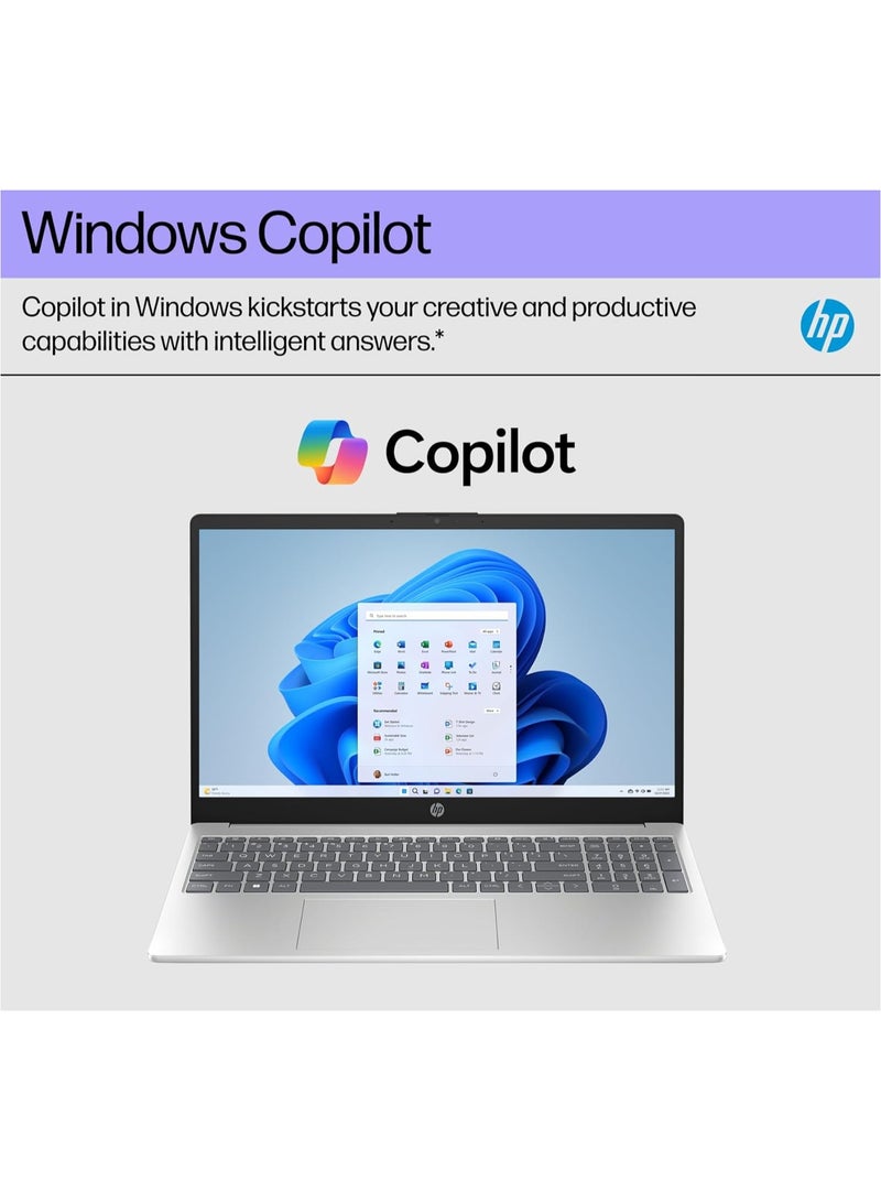HP (نسخة مطورة) لابتوب بشاشة تعمل باللمس 15.6 بوصة بدقة Full HD (1920X1080)، مع معالج Intel Core i5-120U/ذاكرة RAM سعة 16GB/قرص SSD سعة 1TB/نظام Windows 11 Home/فضي طبيعي باللغة الإنجليزية - Image 3