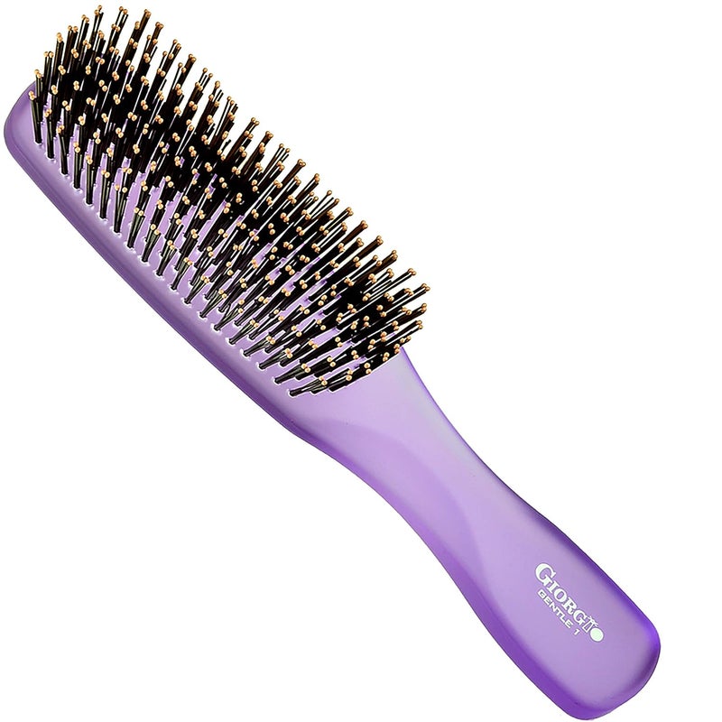 Giorgio GION1PP Neon Purple 775 inch Gentle Touch Detangler Hair Brush for Men and Women Soft Bristles for Sensitive Scalp Wet and Dry for all Hair Types Scalp Massager Brush Stimulate Hair Growth