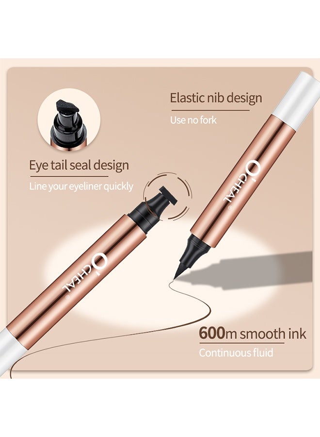OCHEAL Cat Eye Stamp Eyeliner Pen,Double Head Seal Stamp Eyeliner Black，Double Ended Waterproof Liquid Eyeliner Pen - Image 2