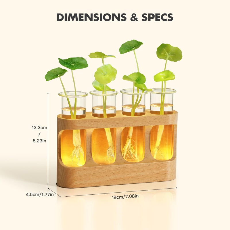 sikmcle Plant Propagation Station With Led Light - Glass Test Tube Vases & Beech Wood Desk Decor  Wooden Stand Terrarium For Indoor Home Office  Plant Gifts For Women Plant Lovers - Image 5