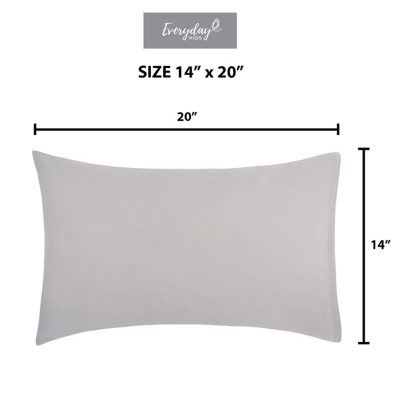EVERYDAY KIDS 2-Pack Toddler Travel Pillowcases -100% Soft Microfiber, Breathable and Hypoallergenic - 14" by 20" Kids Pillowcases fits Pillows 14x19, 13x18 or 12x16, Solid Grey - Image 5