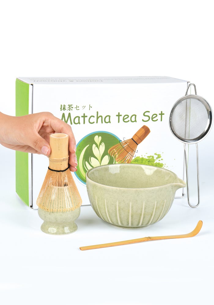 5-Piece Matcha Tea Set - Bamboo Whisk, Scoop, Stainless Steel Sifter, 19 oz Ceramic Bowl, and Whisk Holder - Premium Quality Matcha Kit for Traditional Tea Experience  - Image 1
