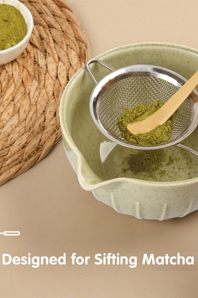 5-Piece Matcha Tea Set - Bamboo Whisk, Scoop, Stainless Steel Sifter, 19 oz Ceramic Bowl, and Whisk Holder - Premium Quality Matcha Kit for Traditional Tea Experience  - Image 2