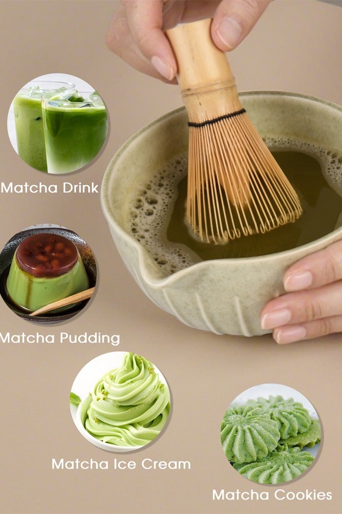 5-Piece Matcha Tea Set - Bamboo Whisk, Scoop, Stainless Steel Sifter, 19 oz Ceramic Bowl, and Whisk Holder - Premium Quality Matcha Kit for Traditional Tea Experience  - Image 3