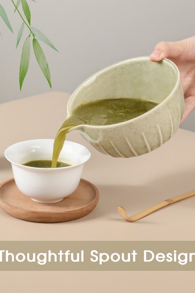 5-Piece Matcha Tea Set - Bamboo Whisk, Scoop, Stainless Steel Sifter, 19 oz Ceramic Bowl, and Whisk Holder - Premium Quality Matcha Kit for Traditional Tea Experience  - Image 4