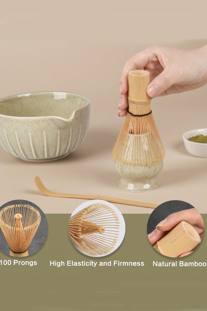 5-Piece Matcha Tea Set - Bamboo Whisk, Scoop, Stainless Steel Sifter, 19 oz Ceramic Bowl, and Whisk Holder - Premium Quality Matcha Kit for Traditional Tea Experience  - Image 5