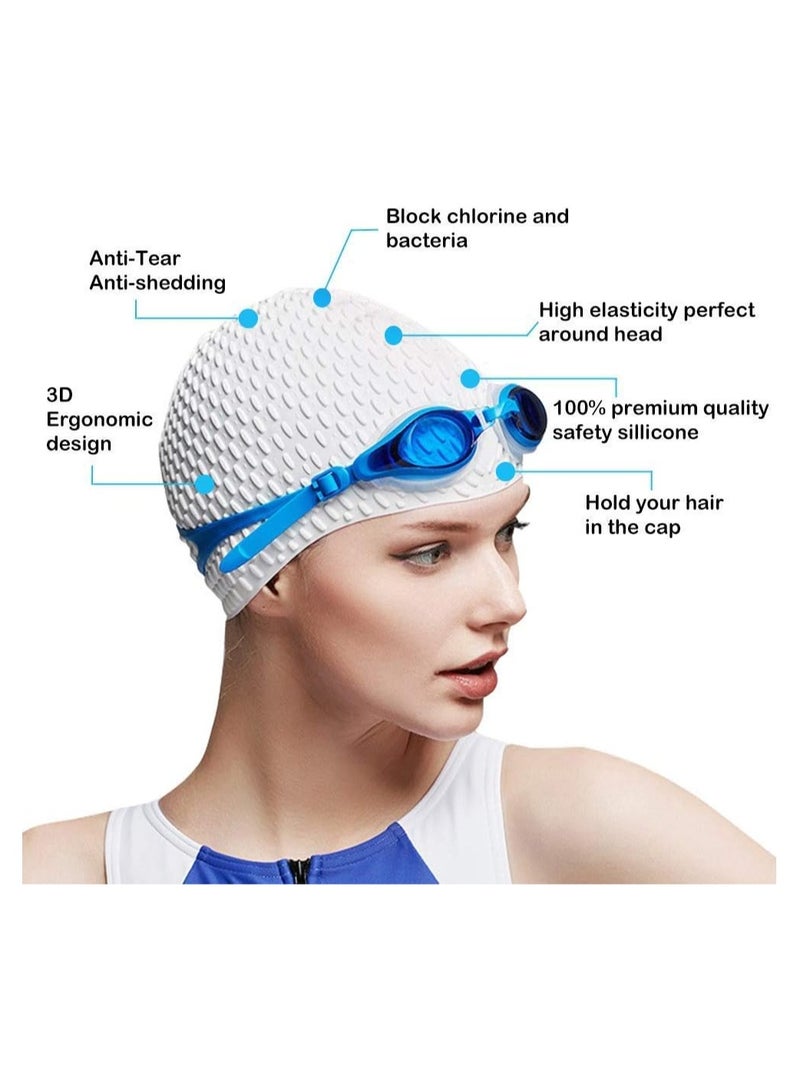 Bukela Silicone Swim Cap,Comfortable Bathing Cap Ideal for Curly Short Medium Long Hair, Swimming Cap for Women and Men, Shower Caps Keep Hairstyle Unchanged - Image 2