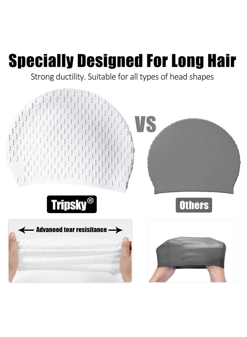 Bukela Silicone Swim Cap,Comfortable Bathing Cap Ideal for Curly Short Medium Long Hair, Swimming Cap for Women and Men, Shower Caps Keep Hairstyle Unchanged - Image 3