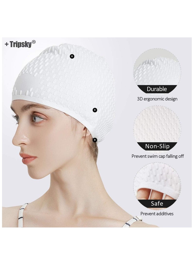 Bukela Silicone Swim Cap,Comfortable Bathing Cap Ideal for Curly Short Medium Long Hair, Swimming Cap for Women and Men, Shower Caps Keep Hairstyle Unchanged - Image 4