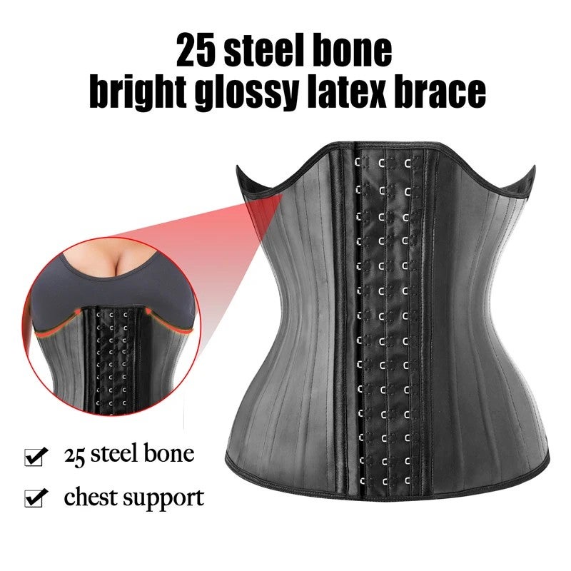 Bluejw Service Latex Detachable Mocha Waist Trainer - 25 Steel Bone Corset Waist Trimmers for Women - Image 5