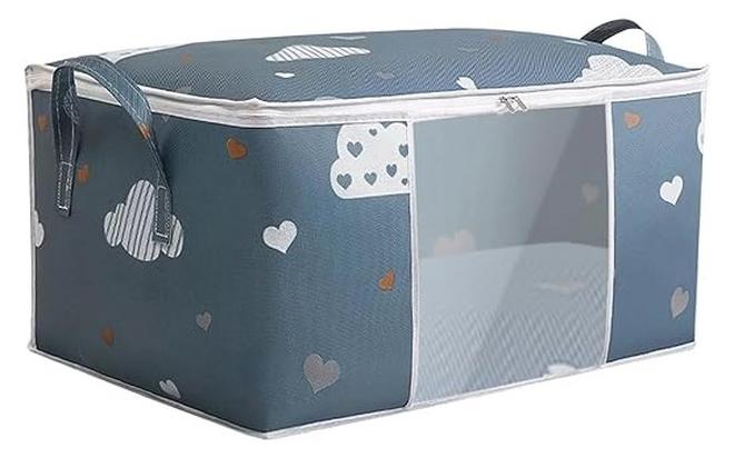 سبيس شوب صناديق تخزين الملابس مع مقابض متينة، حاويات تخزين منظمة وقابلة للطي للملابس والبطانيات وملاءات السرير والوسائد بألوان متنوعة - Image 1