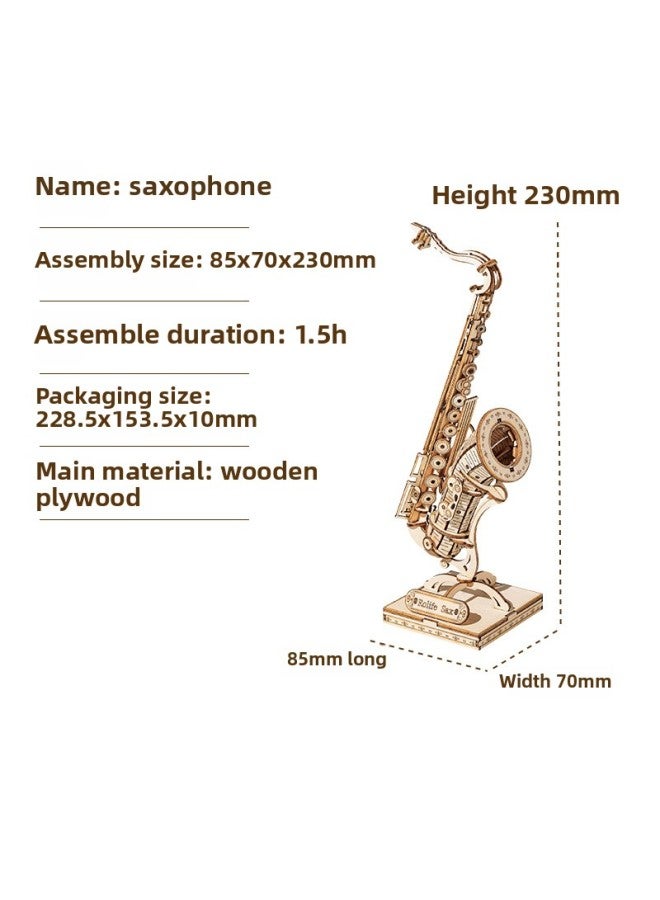 Ruoyi 3d Puzzle Puzzle Puzzle Children's Wooden Puzzle Model Creation Set Puzzle Toy-Color:TG309 Saxophone - Image 1