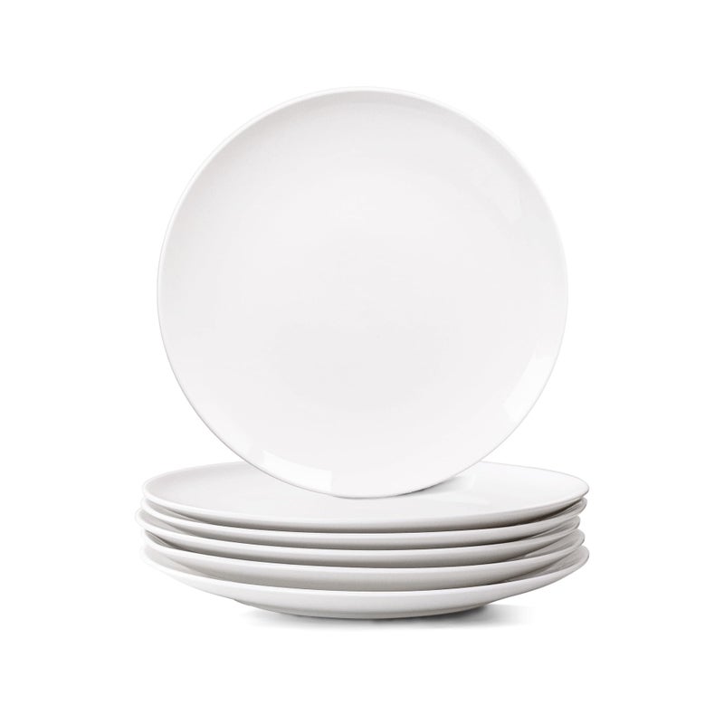 YALONG White Dinner Plates Set of 6, 10 Inch Ceramic Plates â€“ White Porcelain Dinner Plates for Kitchen, Serving & Everyday Use, Microwave & Dishwasher Safe - Image 1