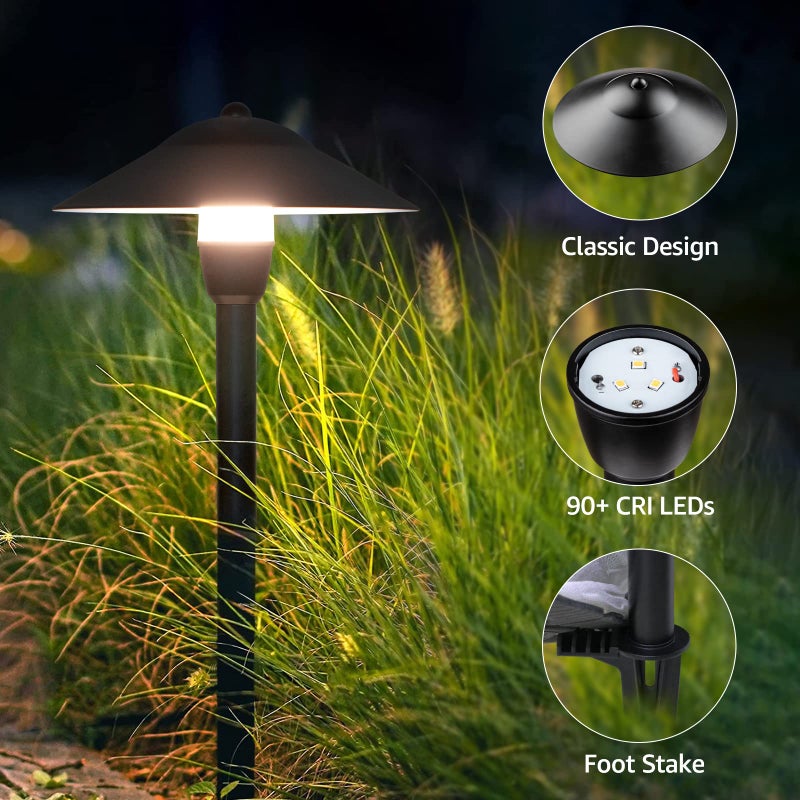 SUNVIE Low Voltage Pathway Lights LED Landscape Lights Low Voltage 3W 12-24V 3000K Landscape Lighting Cast-Aluminum Waterproof Landscape Path Lights for Yard Walkway Garden ETL Listed Cord, 4 Pack - Image 3