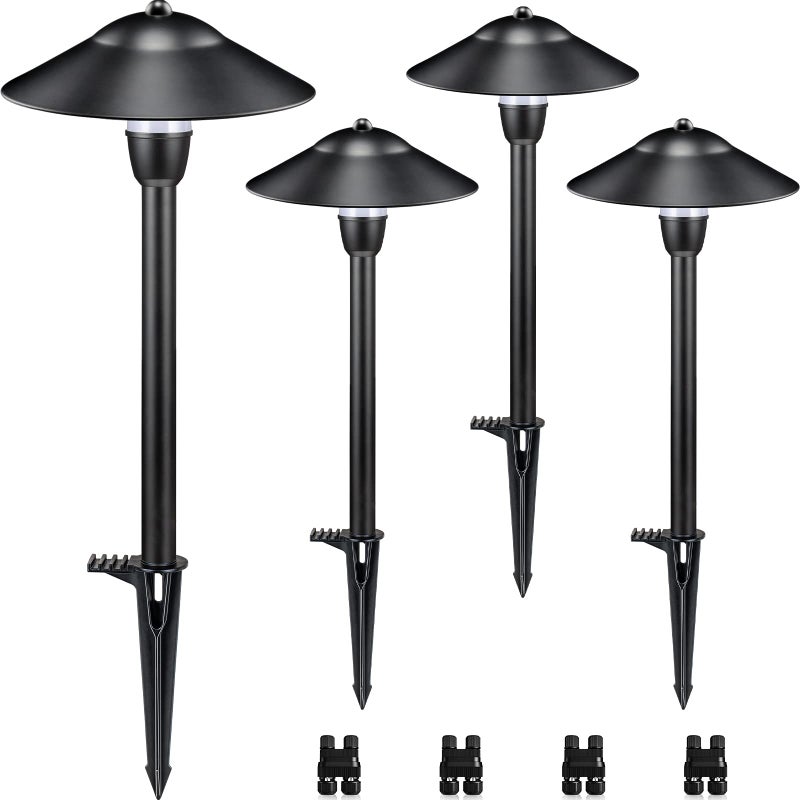 SUNVIE Low Voltage Pathway Lights LED Landscape Lights Low Voltage 3W 12-24V 3000K Landscape Lighting Cast-Aluminum Waterproof Landscape Path Lights for Yard Walkway Garden ETL Listed Cord, 4 Pack - Image 1