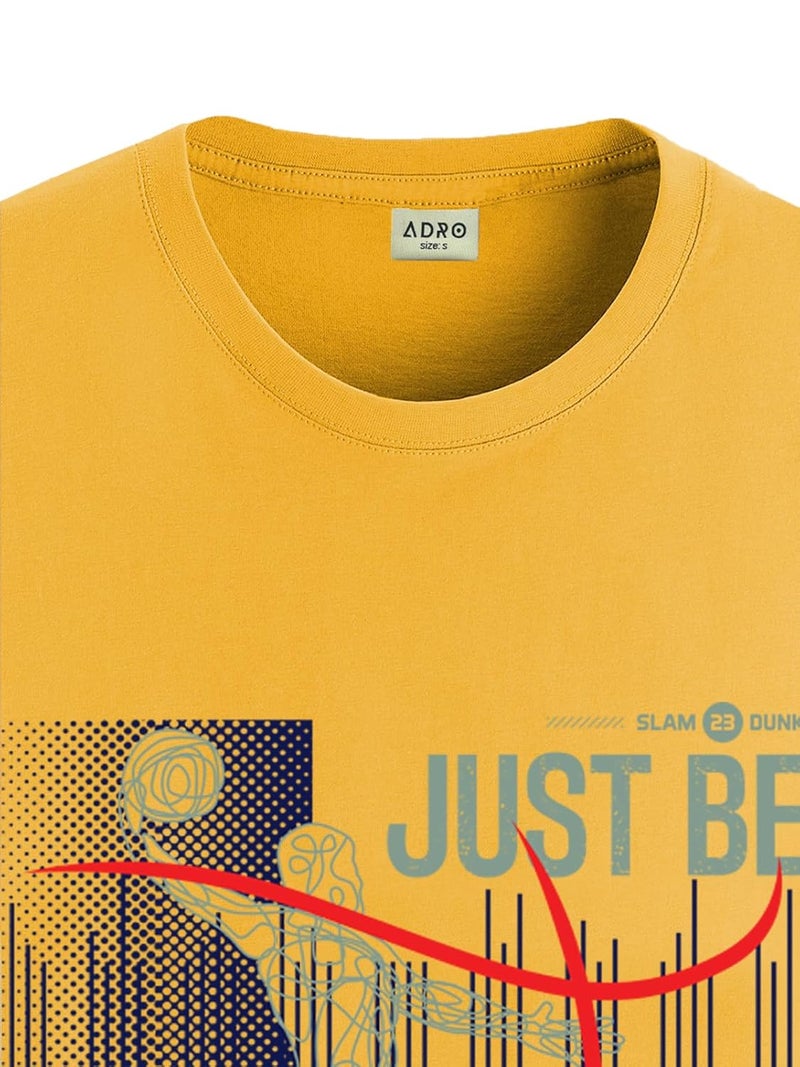 ADRO Men's Mustard Basketball Graphic Printed T-Shirt - Just Be Cool Print - Image 2