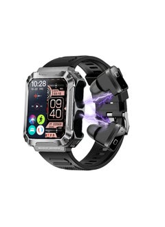 T93 Bluetooth Smart Watch With Earbuds For Android iPhone Fitness Tracker With Blood Oxygen Heart Rate Sleep Monitor Long Time Standby Sports Silver