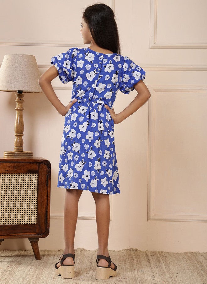 Rue Collection فستان مزخرف بالأزهار بقصة ضيقة وواسعة للفتيات - Image 4