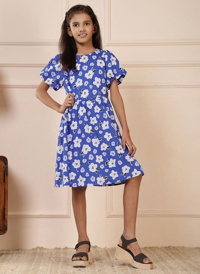 Rue Collection فستان مزخرف بالأزهار بقصة ضيقة وواسعة للفتيات - Image 1