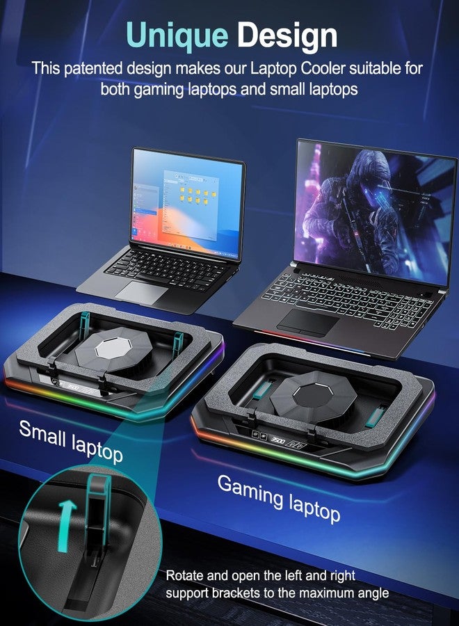 MOUNT PRO Gaming Laptop Cooling Pad, RGB Laptop Cooler Stand with Powerful Turbofan (3500 RPM), Height Adjustable Laptop Fan Cooling Pad for 13-19 Inches Notebook, with Sealed Foam, Touch Control - Image 3