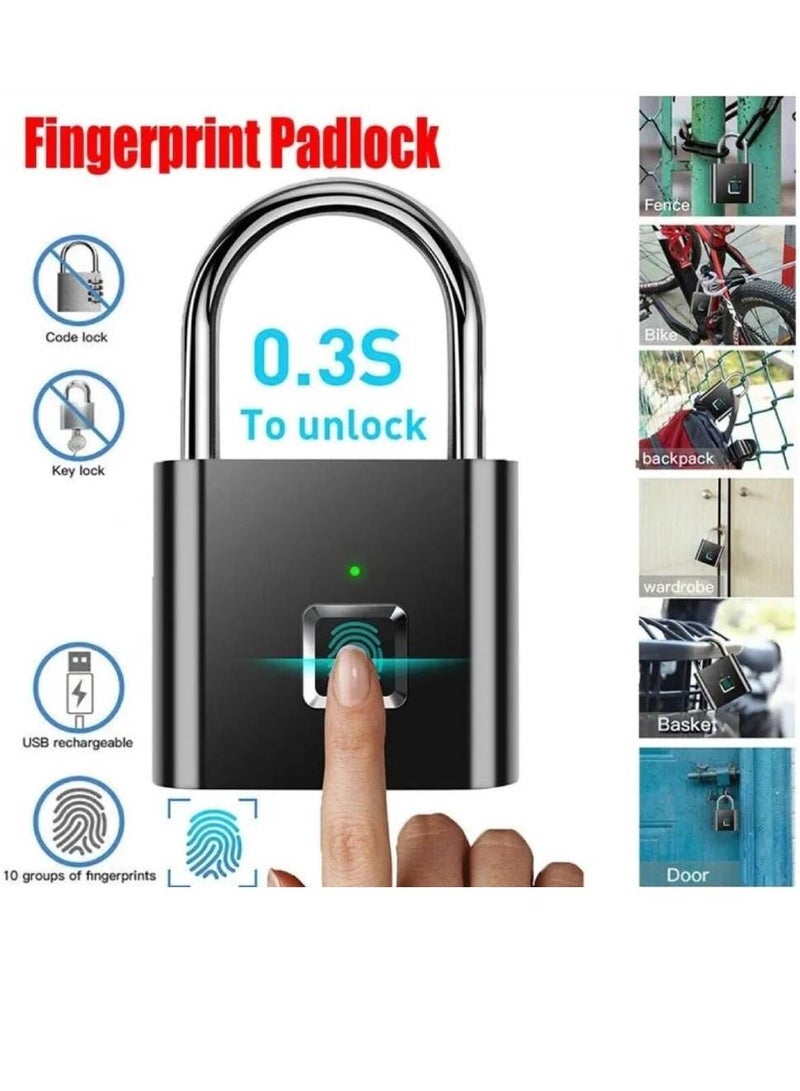 Arabest Smart Digital Alarm Pad Fingerprint Lock/Smart Biometric Fingerprint Padlock Black - Image 1